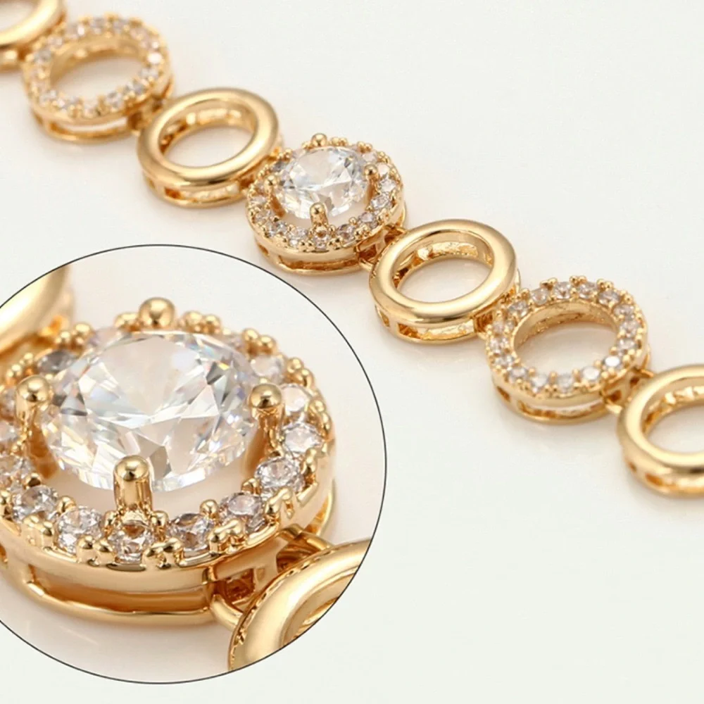 Circle Bracelet | Real CZ Stone | 18k Gold Plated Adjustable Water Resistant - Picture 7 of 12